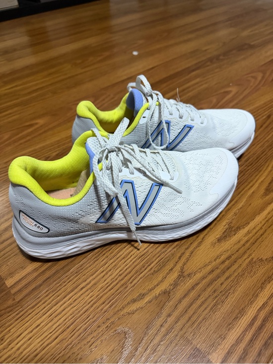 New Balance Shoes - New Balance White Shoes with Neon Yellow & Blue Accents